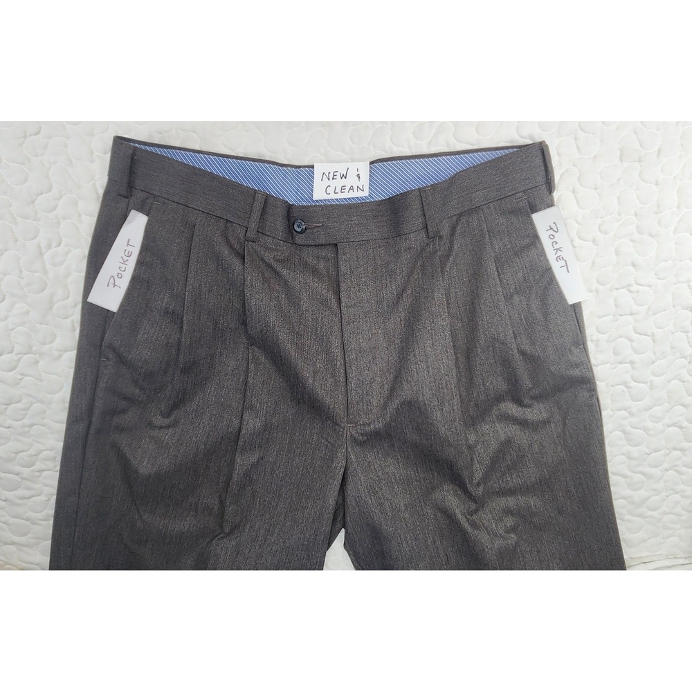 36 New DOUBLE PLEAT CUFFED BROWN A[x]IST Mens Pants Luxury Cotton Blend Trouser